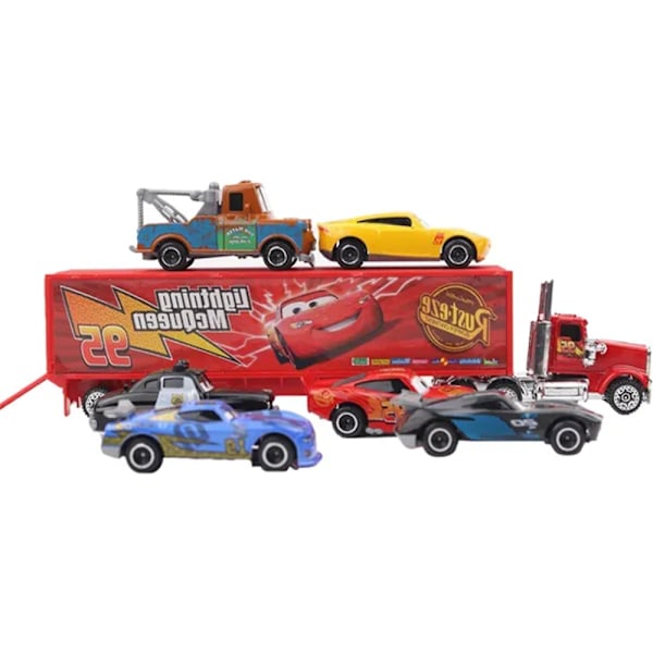 6 STK Biler 3 Lynet McQueen Jackson Storm Onkel Mike Lastbil Metal Bil Model Legetøj Gave