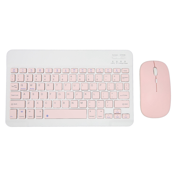 Trådløst tastatur og musesæt 10in computertastaturer musekombination til tablet mobiltelefon computer pink