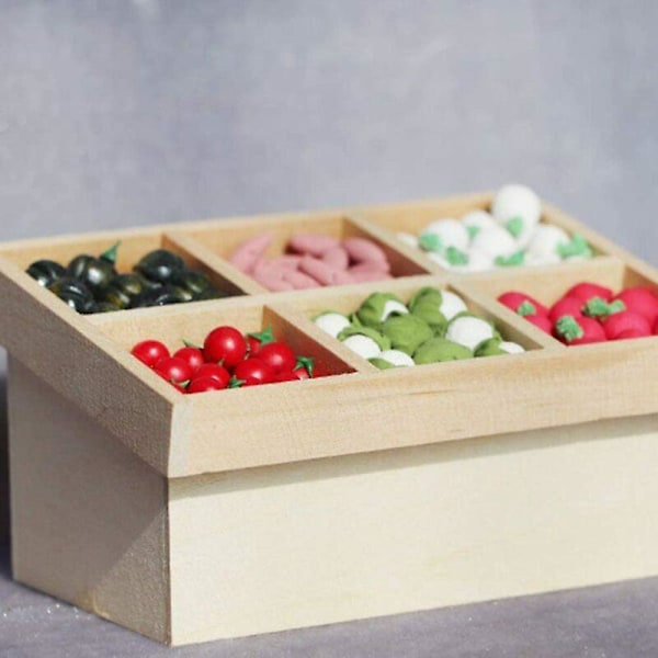 1/12 Miniatyr Trähus Frukt Grönsaksställ Actionfigur Mikro Landskap Dekor Heminredning Gåva