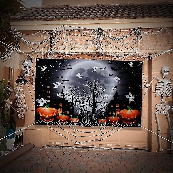 Halloween-tausta Iso Halloween-taustabanneri Pelottava kurpitsavalokuvaus seinätausta