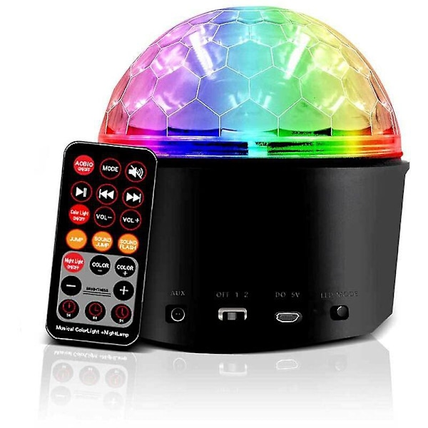 USB Diskokule, Diskospeilkule, Diskolyskule, Fjernkontroll LED Belysning Scene Lampe for Fest, Kveld, Bar, Bursdag, Klubb, DJ Disco, Gave, K