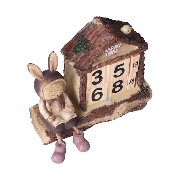 Kanin hus kalender söt tecknad trä block hem dekoration kalender för skrivbord kontor