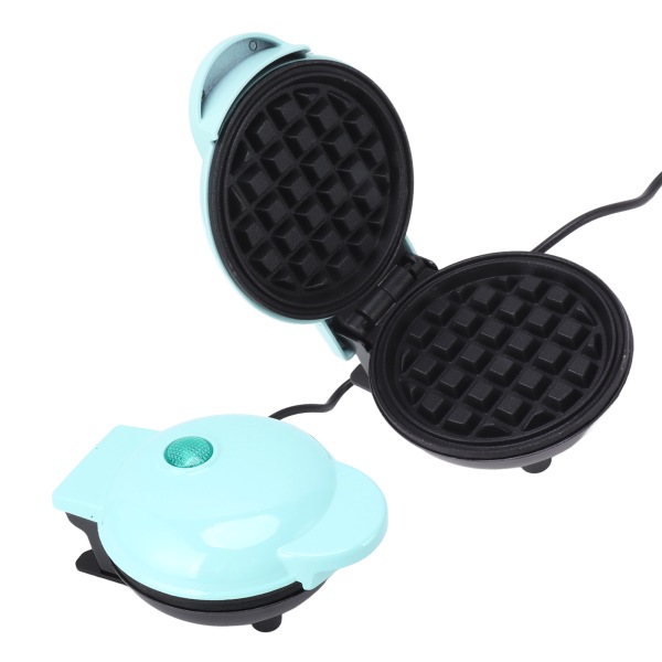 Mini vaffeljern, dobbeltsidig, rund, multifunksjonell frokostmaskin for toast og sandwich, EU-plugg, 220V, blå