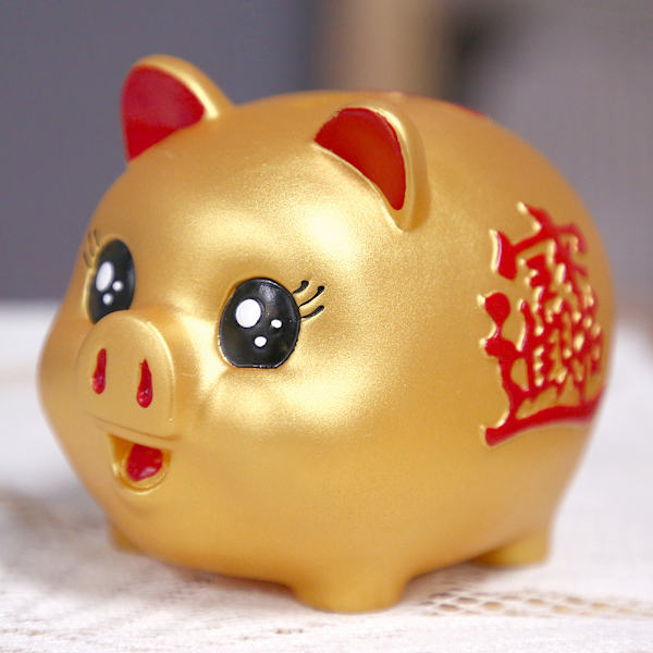 Gyllene Söt Plast Gris Bank Pig Toy Mynt Pengar Kontanter Samlarobjekt Spara Box Barn Present
