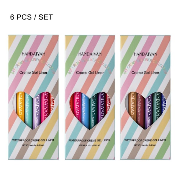 6st Färgad Eyeliner Set Vattentät Eyeliner Långvarig Eye Liner Pen Set