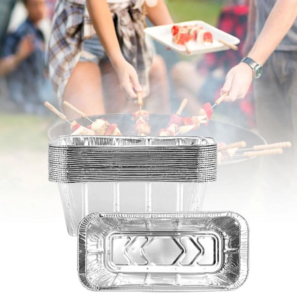 20 st 670 ml grillbricka rektangulär aluminiumfolie baklådor stekningsgrill tennbricka för kök utomhustillbehör