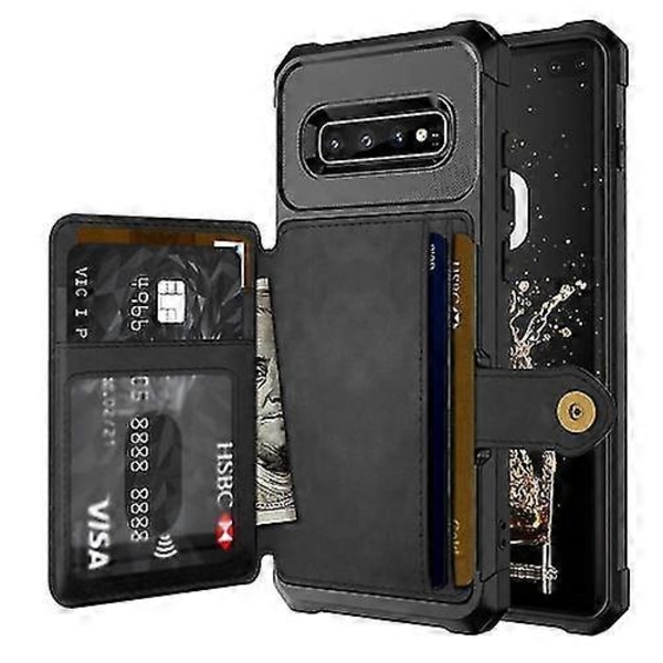 Til Samsung Galaxy S10+ Magnetisk Wallet Kort Taske Læder Telefon Cover Zekai Sort