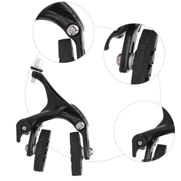 lebycle Universal Metal Cykel C Caliper Bremsetilbehør til Landevejscykel Fixed Gear sort frontklips