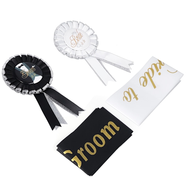 Bröllopssashbälte Brudgum till att vara Brud till att vara Pin Badge Dekoration Tillbehör för festfoto