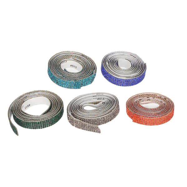 5 ruller Rhinestone Strip assorterede farver 1yd længde selvklæbende multi-purpose krystalbånd til telefon Laptop Cup