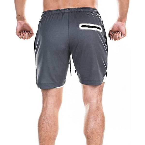 Letvægts Hurtigtørrende Mænds 2-i-1 Løbeshorts XXL Mørkegrå