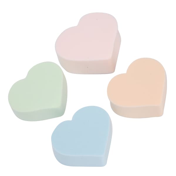 4 stk. Makeup Svamp Blød Hjerteform Våd Tør Brug Pudder Blush Foundation Blender Svamp