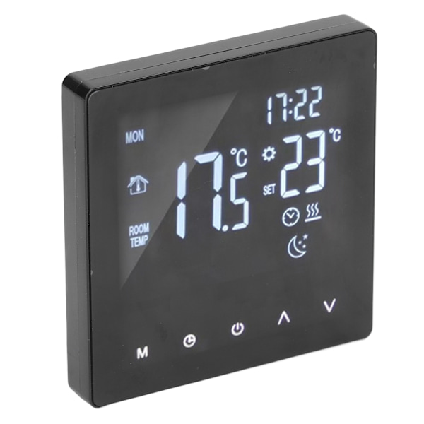 Digital Termostat LCD-skærm Programmerbar Smart Touch Screen Gulv Vandvarme Kedel Controller Sort AC90‑240V K2MRH3A