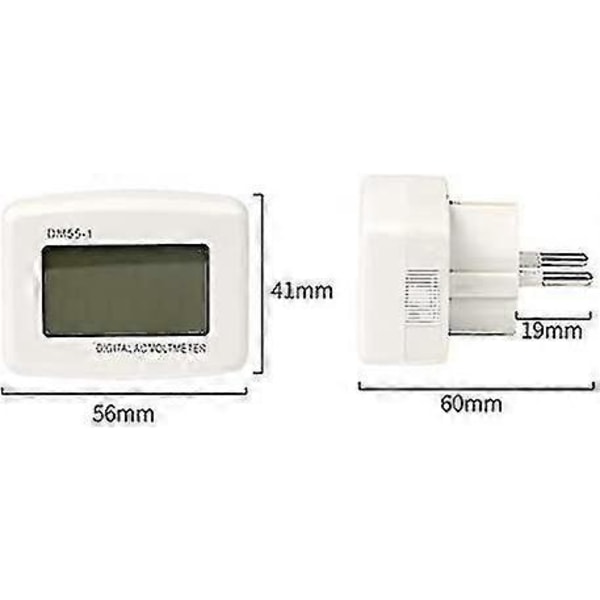 Digital LCD Voltmeter Panel Spänningstestare 220V AC 80-300V - EU-kontakt
