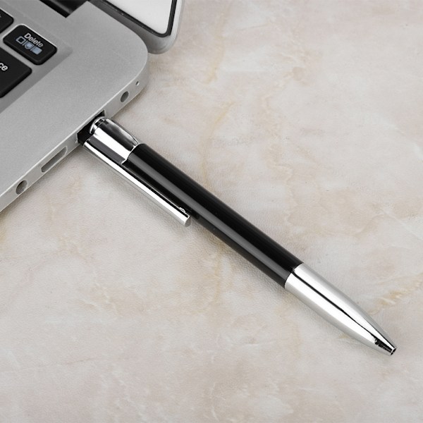 Ultra fint 2 i 1 U-disk + kuglepen USB2.0 Flash Dirve Pen (sort 32G)