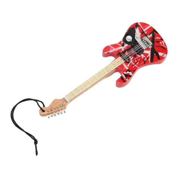 Gitarrmodell Fina Detaljer Rött Träkorn Lind Miniatyrgitarr för Vitrindekoration Present