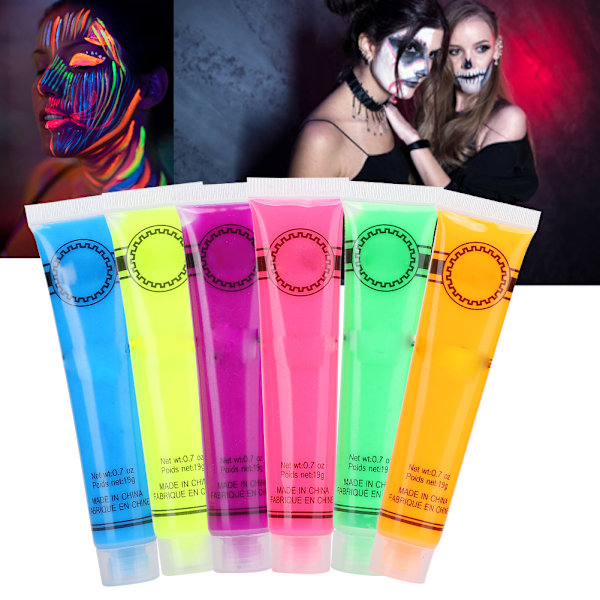 Ansikts- och kroppsmålningsglödkit Set med 24 tuber 6 färger Konstfest Fancy Cosplay Makeup
