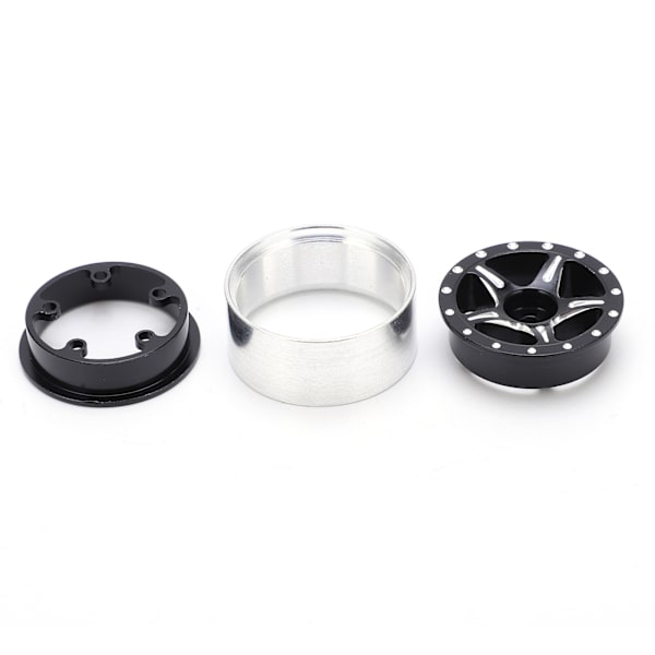 4 st RC Aluminium Alloy Beadlock Hjul Fälg Nav för Axial SCX24 90081 1/24 RC Bil Uppgradering Delar Svart