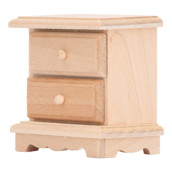 1:12 Trædukkehus Sengebord Simuleret Levende 2 Skuffer Miniature Dukkehus Møbler