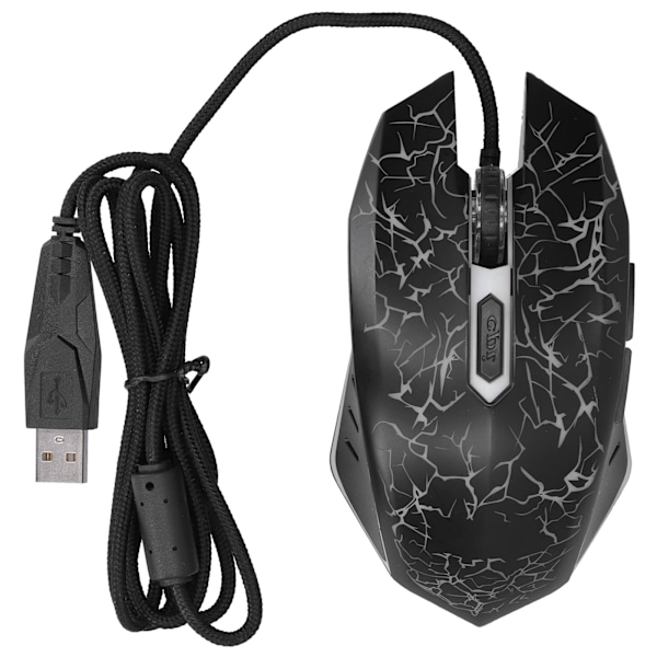 Mus med kabel, fargerik, glødende spillmus, USB, ultra presisjon, Internett, datatilbehør (svart)