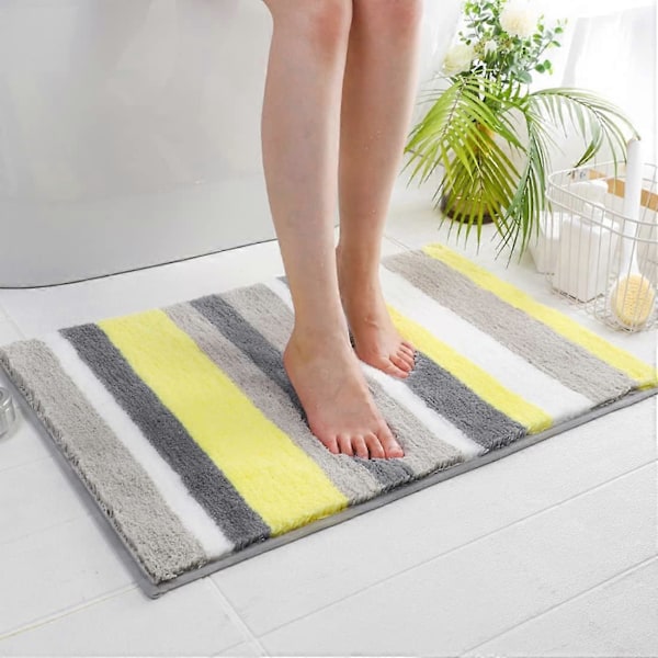 Maskintvättbar Halkfri Badrumsmatta 40x60x3cm, Ultra Mjuk Absorberande Förtjockad Duschmatta Mikrofiber Badrumsinredning, Gul