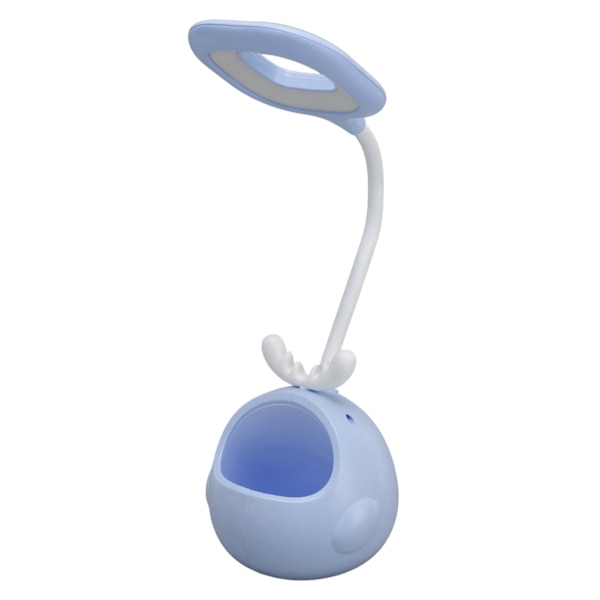 LED-bordslampa Ögonskydd Skonsam enhetlig belysning Flexibel slang USB läsljus med pennhållare Blå