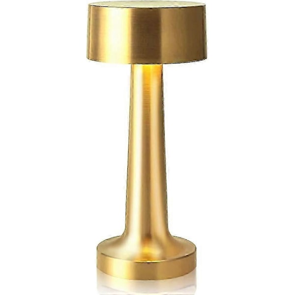 Bærbar LED Bordlampe, 3 Lysstyrkenivåer Metall Skrivebordslampe, 3 Farge Berøringskontroll Oppladbar Lampe, Nattlys, Sengelampe (Gull)_SZXM