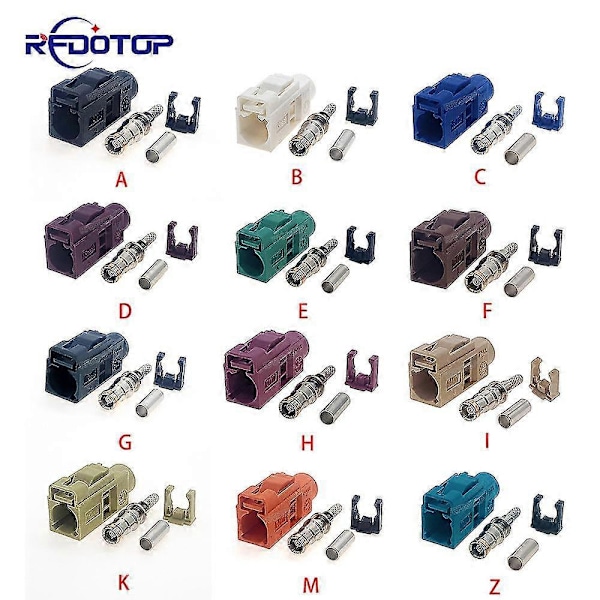 Fakra A B C D E F G H I K Z Hunn Crimp-kontakt Bilradio Fm Gps Antenne Fakra Adapter For Rg316 Rg174 Pigtail Kabel Fakra A Hunn