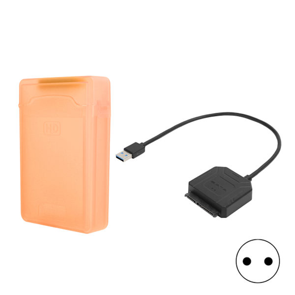 Harddiskadapterkabel HDD/SSD-omformerkabel med strømforsyning og boks EU-stik 100-240V rød