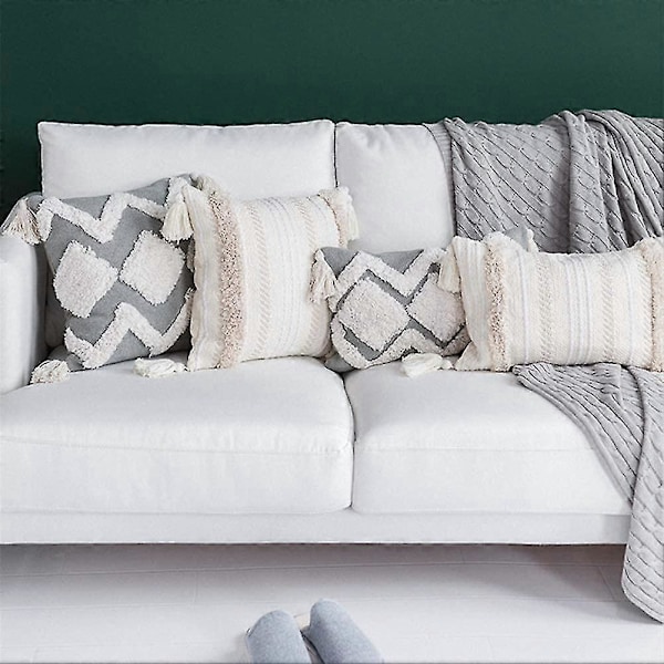 Moderne Enkle Geometriske Pudebetræk Strikket Dekorativ Beige Sofa Stue 1stk45*45cm