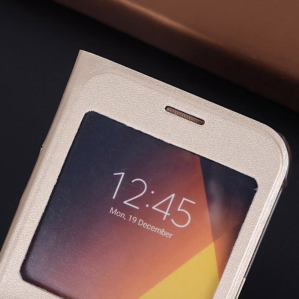 Stødsikker TPU PU Læder Wallet Case Cover med Kickstand og Kortlommer - Guld Farve (2 stk)