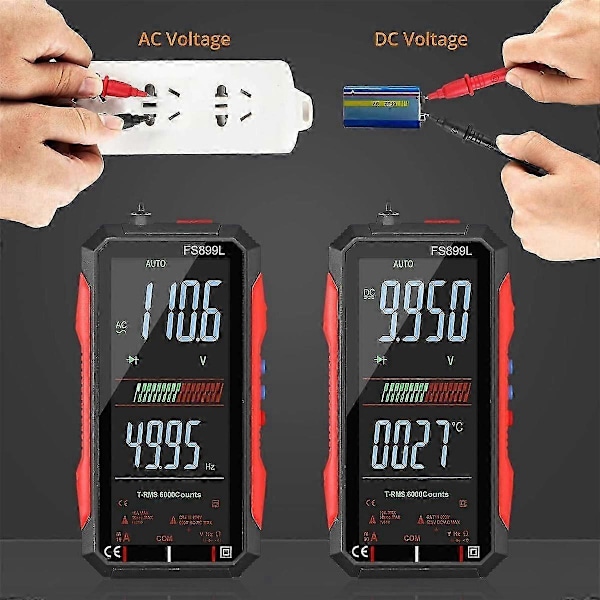 USB Multimeteri Digitaalinen Volttimittari 4,8 tuuman LCD-näytöllä Multi Tester Kapasitanssi Resistanssi Taajuus