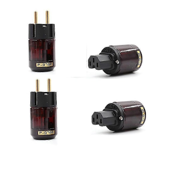 Hi End Par P-079E+C079 24K Forgyldt EU Strømstik AC Audio Strømkabel Stik (2 Par)