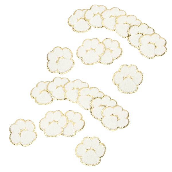 20 stk Cat Paw Iron On Patches Mode Hvide Kattepoter Syning Broderede Patches til Rygsække Tøj Jakker