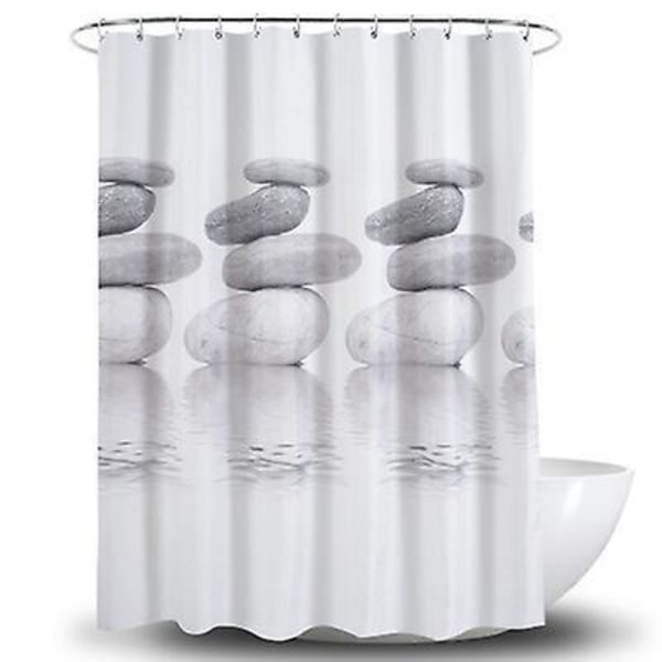 1 st Duschdraperi med stenmönster, mögelresistent, vattentätt duschdraperi i polyester, 180 x 180 cm
