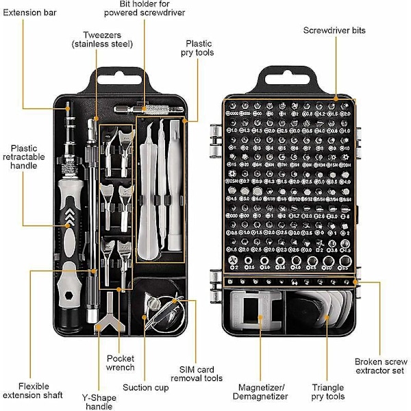 135 i 1 S2 Precisionsskruvmejselset DIY Reparationsverktyg med Magnetisk Minneskit för Reparation av Laptop iPhone PC Macbook Xbox (S2 Skruvmejsel)