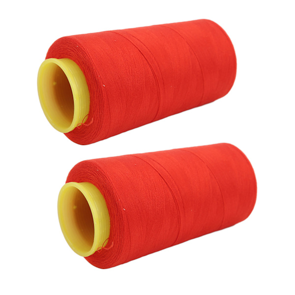 2PCS Sergertråd Hög hållfasthet Robust Hållbar Polyester Röd Sytråd för Daglig Quilting Splejsning