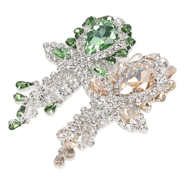 2 st bröllopsbukett broscher nål blomma form gräsgrön champagne glans kristall strass broscher för fest