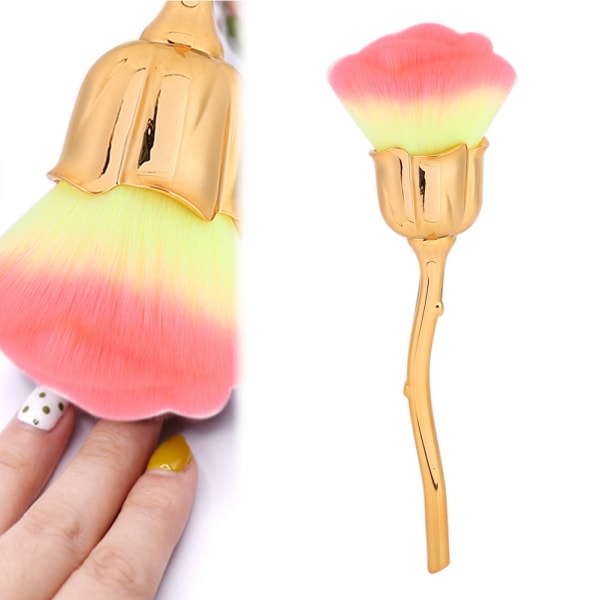 Rose Shape Langt skaft Nail Art Brush Manicure Neglepolering Dust Powder Removal Brush 03#