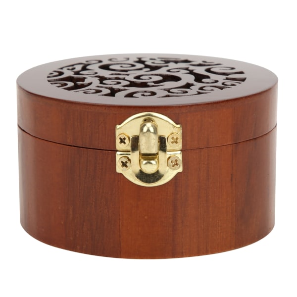 Retrotyylinen pyöreä musiikkirasia Kaunis ontto musiikkikorulaatikko kotiin koristeellinen lahja (ontto pyöreä puinen laatikko, hopea liiketyyppi A)