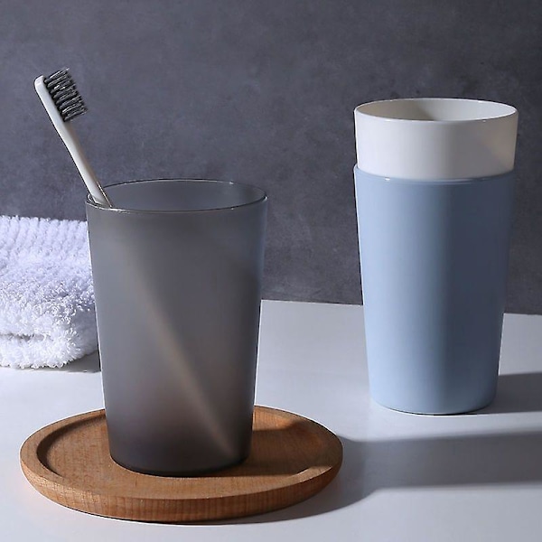 Badrum 4 Delar Barn Tandborste Tumlare med Slät Muggkant för Resor (Blå, Vit, Transparent Svart)，7.5*11.5*6cm