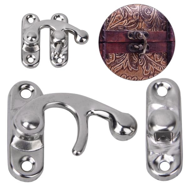 30 st Haspel Retro Stil Järn Låshaspel för Smyckespresentaskar 3,2 x 2,8 cm Silver Höger Låshaspel