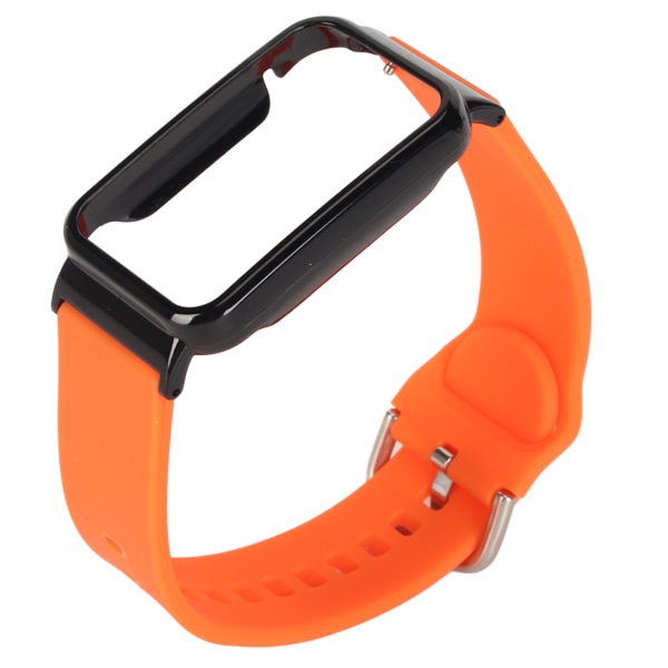 Silikonarmband för watch med skyddande case som ersätter tillbehör Passar för Mi Band 7 Pro orange och svart case