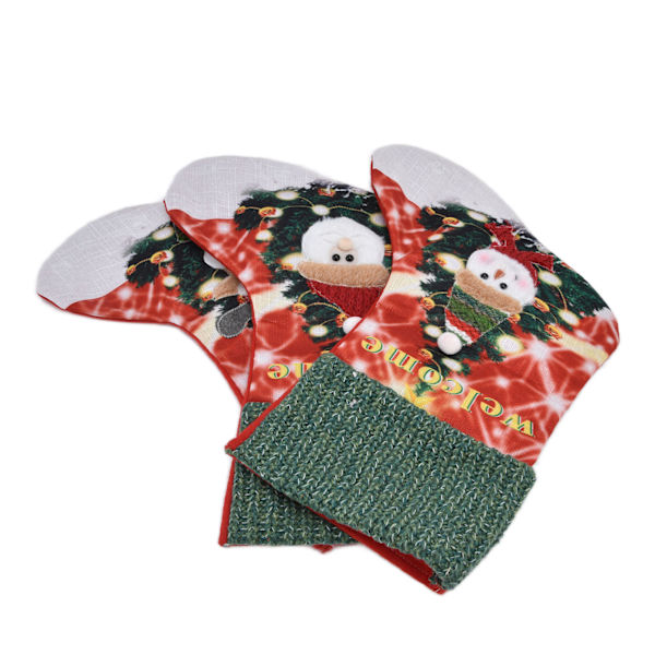 3 stk flanell julekuler store julekuler familiehengende sokkedekorasjon med LED-lys