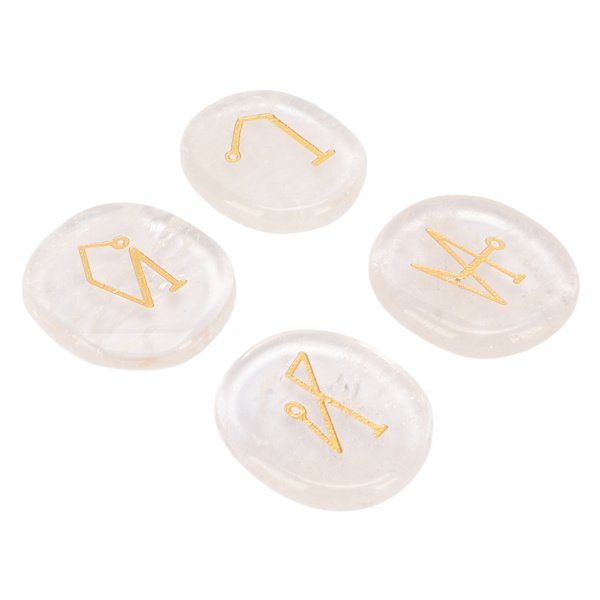 Rune Stones Portable Healing Crystal Chakra Stones Häxa Rune Stone för Reiki Balans Meditation Vit