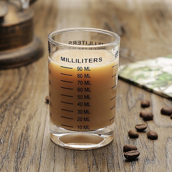 Målebæger Shotsglas 3oz/90ml - Tungt Høj Espresso Glas med Sort Streg