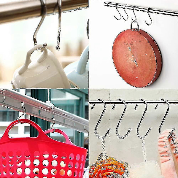 15 st S-krokar Stort Paket Med 9 Cm Silver S-krokar Rostfritt Stål (silver)_SZXM