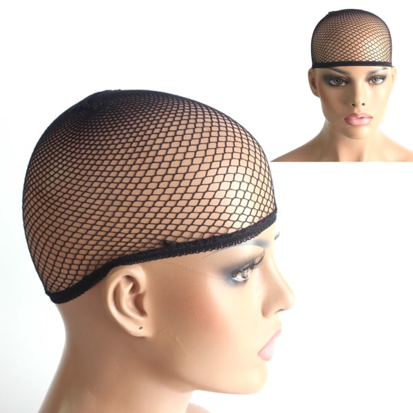 Peruk Kepsar Nylon Sträckbar Andningsbar Dome Mesh Net Peruk Cap För Cosplay Dress Up Svart