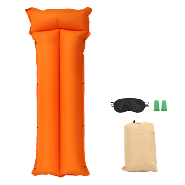 Inflatable Camping Mattress Damp Proof Thicken Nylon Cloth Outdoor Sleeping Pad for Office Mountaineering Orange Red