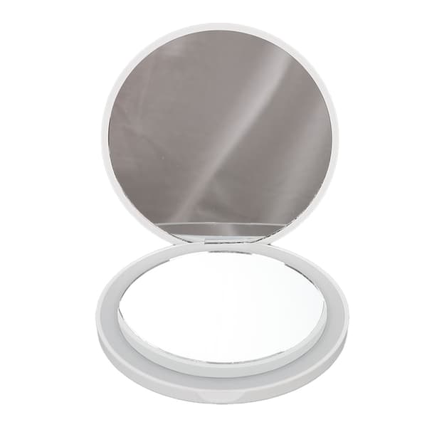 Rundt LED-lommespejl bærbart foldbart mini LED-belyst lomme-makeup-spejl til rejser